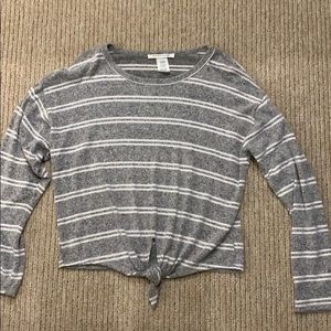 Grey and white striped sweater